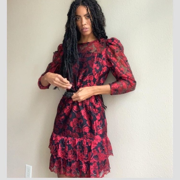 Vintage Dresses & Skirts - Vintage Red Lace Dress